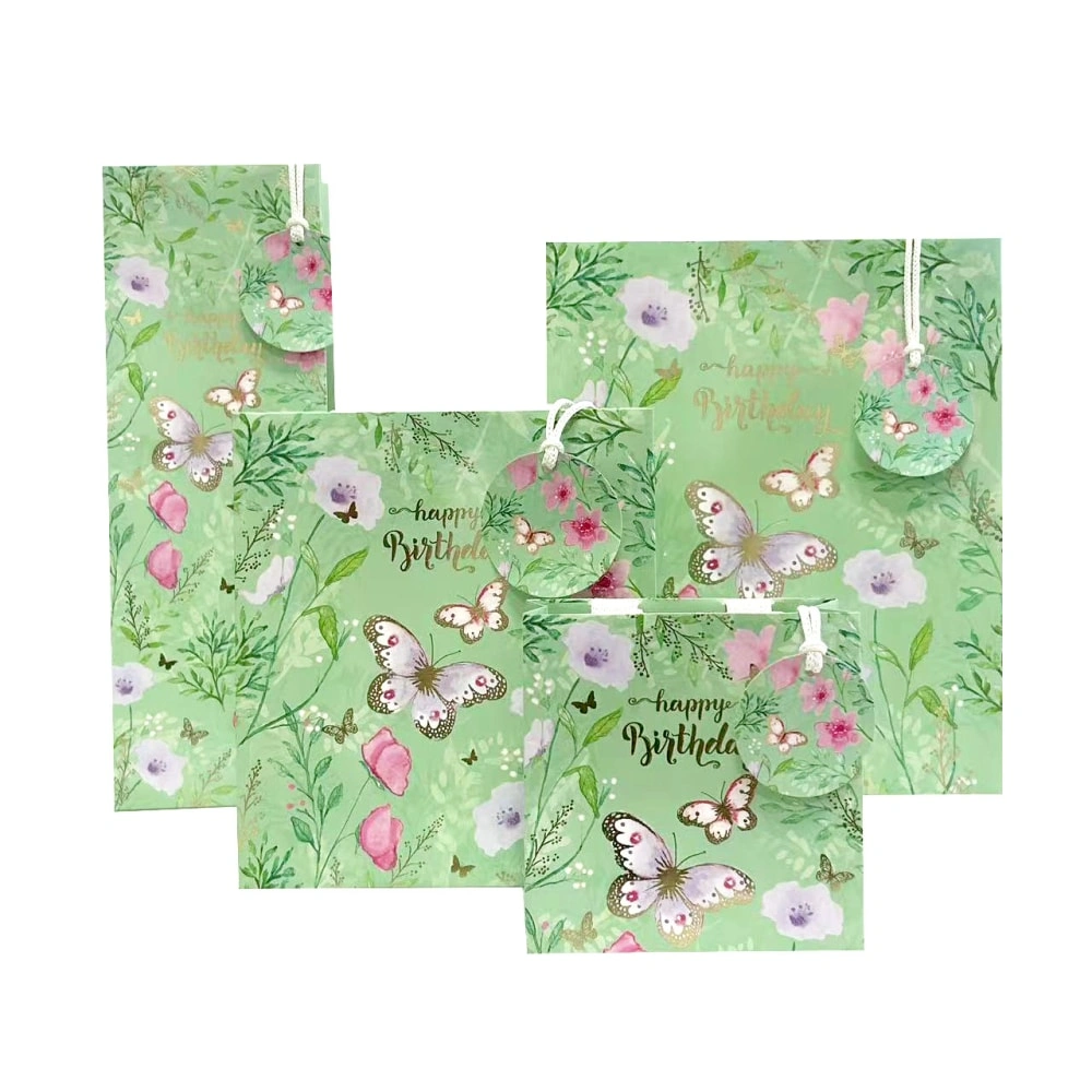 FH-B0018 Butterfly Style High Appearance Green Fresh and Simple Birthday Gift Bag Paper Bag Custom Wholesale