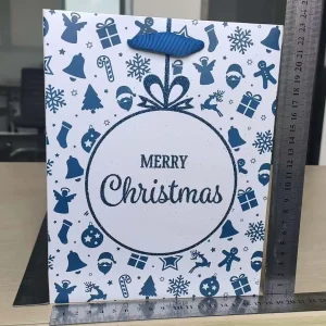 FH-23033-M New Ins-style Christmas Gift Bag, Paper Bag, Gift Tote Bag, White Cardboard, Gold-stamped Gift Paper