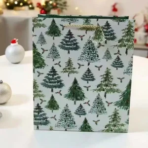 FH-22016-L New in-stock gold-embossed Christmas gift bag paper bag Cartoon Christmas tote bag gift paper bag