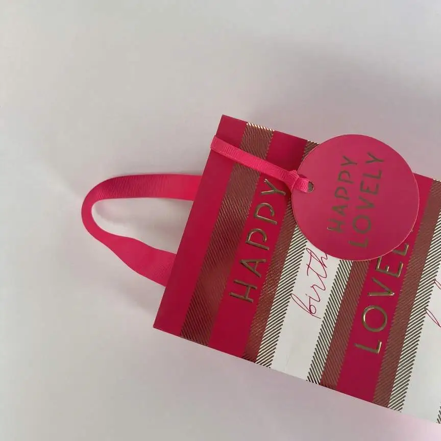 Customized wholesale of FH-B0001 exquisite striped high-end birthday gift bags, handbags, paper bags and wine bags