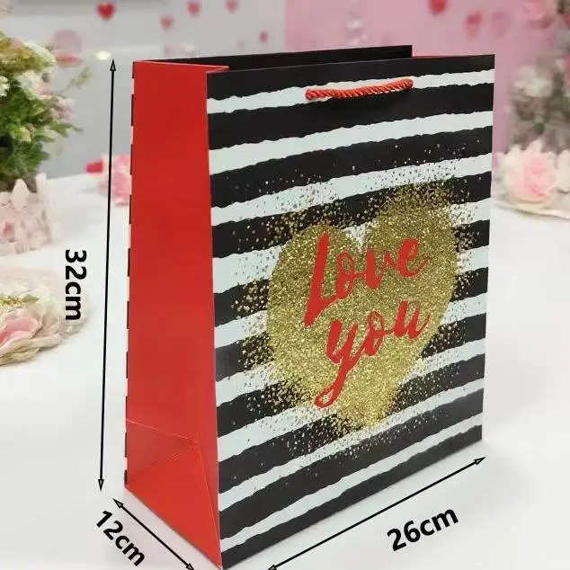 LOVE-X0001-L Gilded and glittery Valentine's Day gift bag, gift packaging handbag, Birthday souvenir gift bag