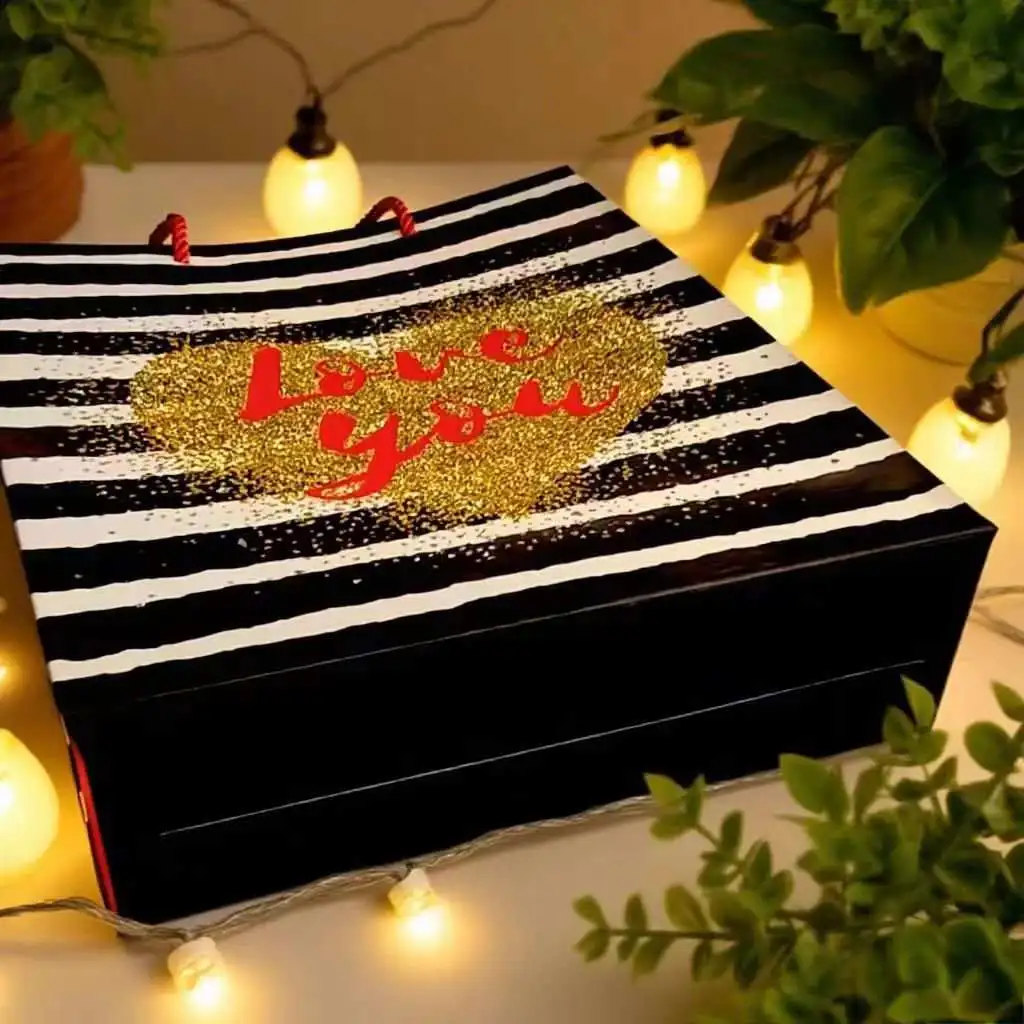 LOVE-X0001-L Gilded and glittery Valentine's Day gift bag, gift packaging handbag, Birthday souvenir gift bag