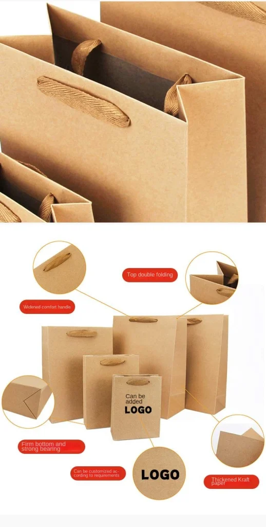 New in stock, FH-25201 model kraft paper bags. Customizable with printed logo, handle included. Wholesale available (43)