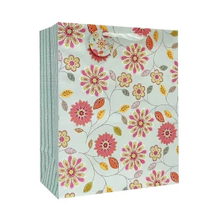 Nueva bolsa de papel de regalo personalizada con estampado floral elegante