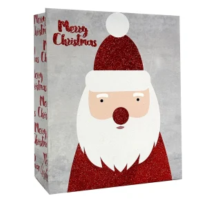 Saco de papel para prendas de Natal com brilho bonito do Pai Natal para personalização
