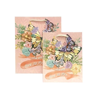 FH-22004 Новые на складе романтические тематические подарочные сумки с элементами бабочек и цветов - Упаковочные пакеты, бумажные пакеты, оптовая торговля(1)