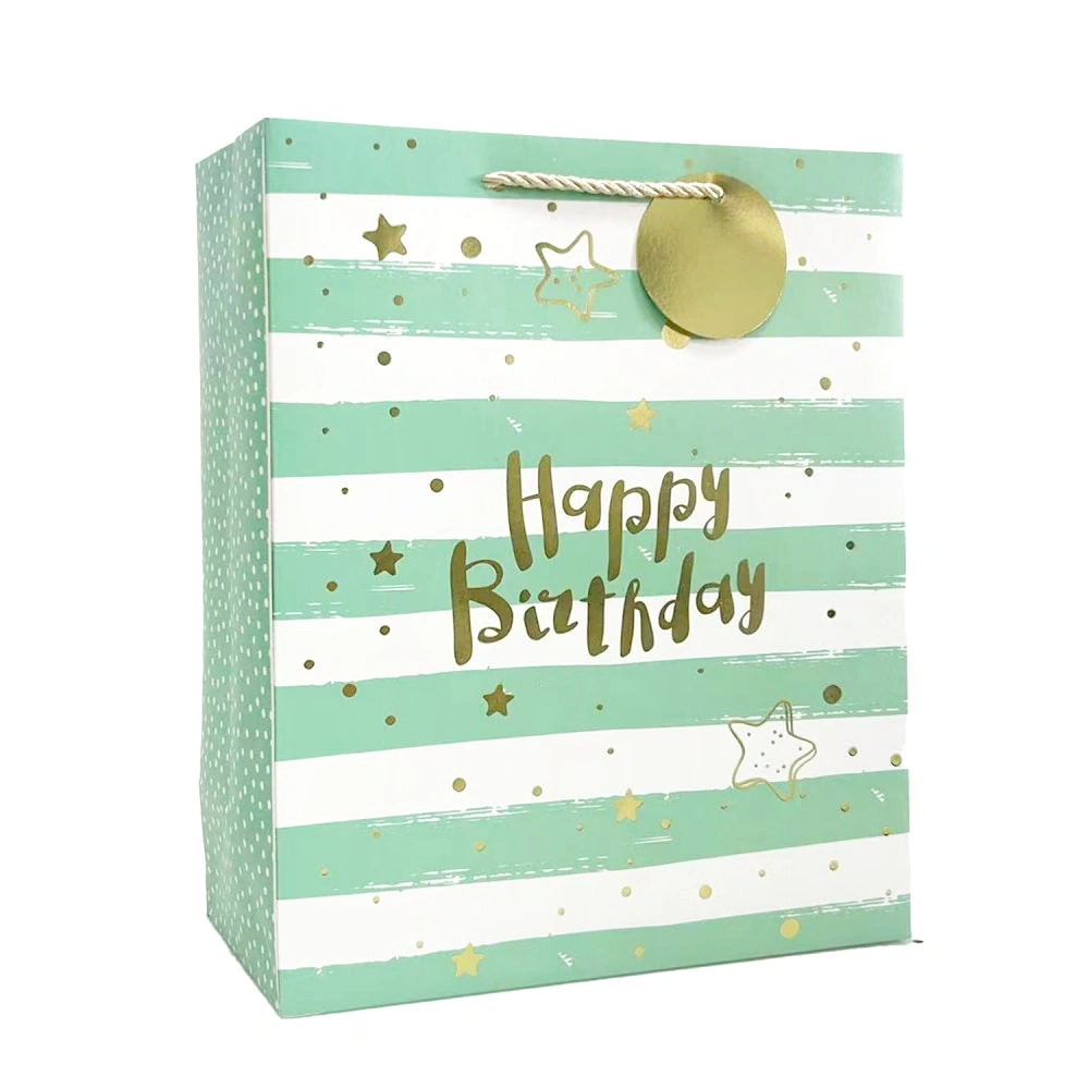 FH-23003-L New In-Stock Striped Gift Handbags with Gold Stamping for Birthdays - Packaging Bags, Paper Bags, Wholesale (8)