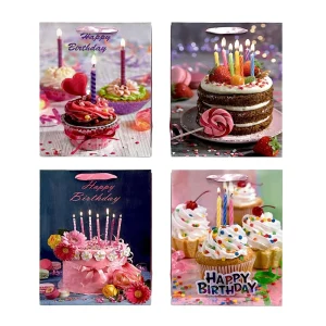 Sacos de papel personalizados para bolo de aniversário com superfície brilhante
