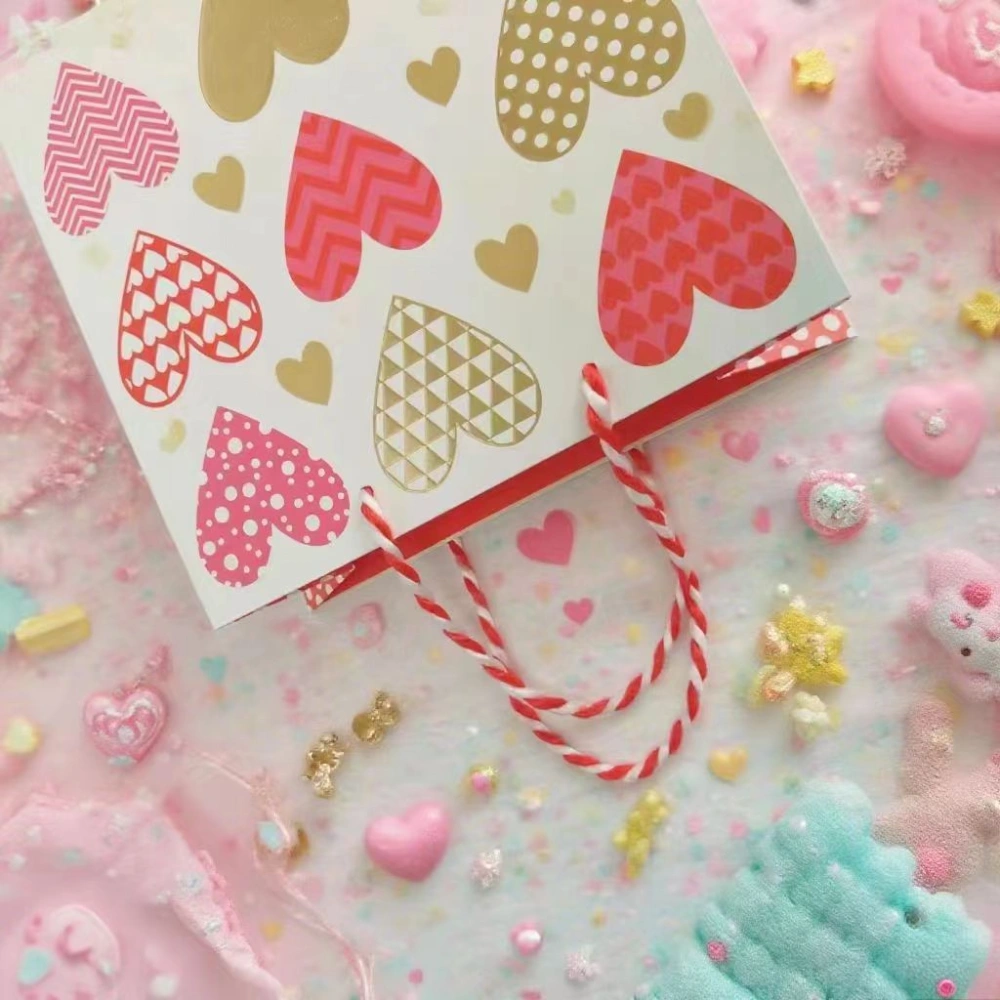 LOVE-X0005-M Gold Hot Stamping & Glitter Valentine’s Day Gift Bags - Gift Wrapping Bags, Handbags, Birthday Gift Bags, Companion Gift Bags (3)