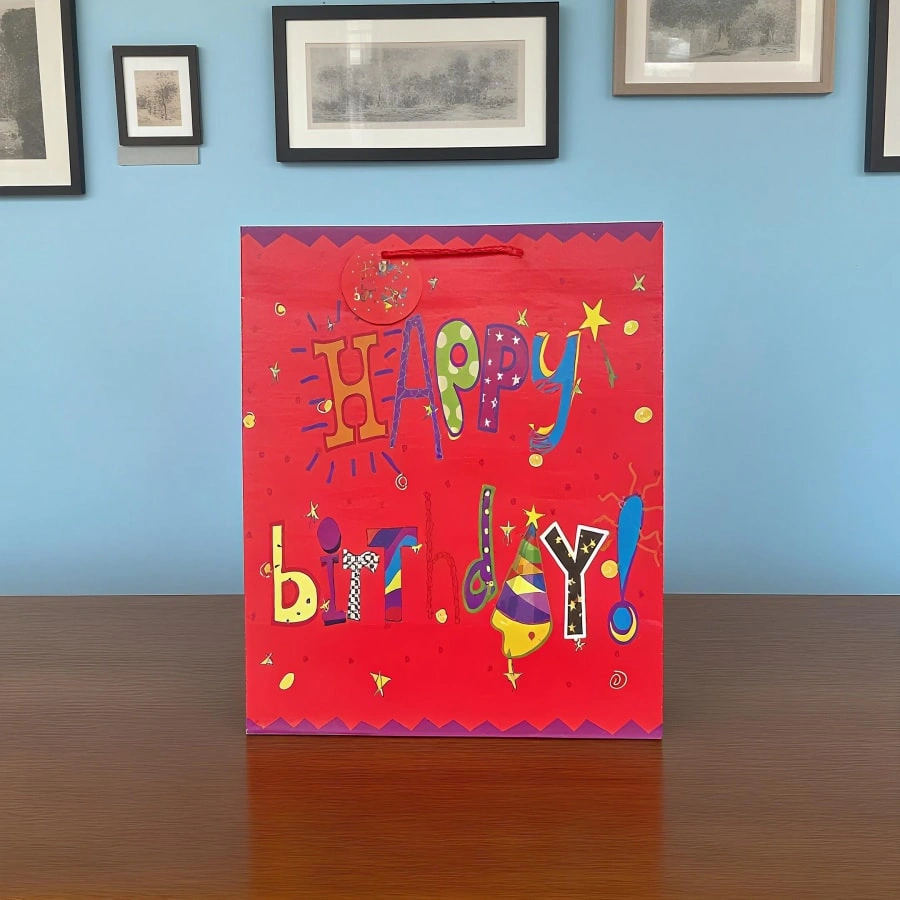 OCT8-1 Новый пользовательский Ins-стиль красный день рождения бумажный пакет