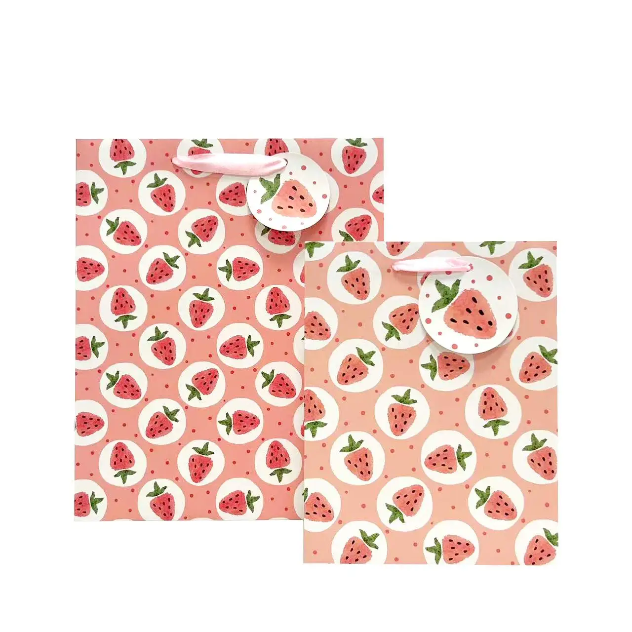 Wholesale of FH-24020 new strawberry checkered handbag, festival gift bag and paper bag (1)